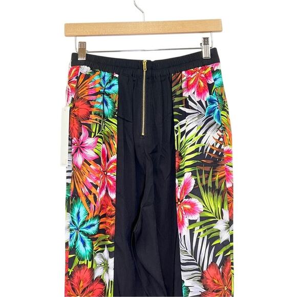 Line & Dot Tropical Floral/Leaf Silk Tapered Leg Cropped Pants size XS NWT - Picture 5 of 8